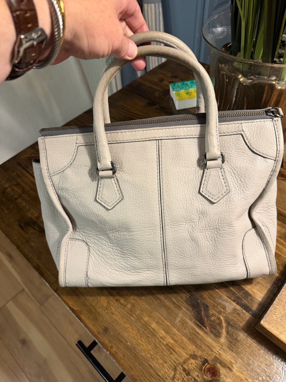 Reed Krakoff Light gray  Leather Top-Handle Satchel - Picture 2 of 7